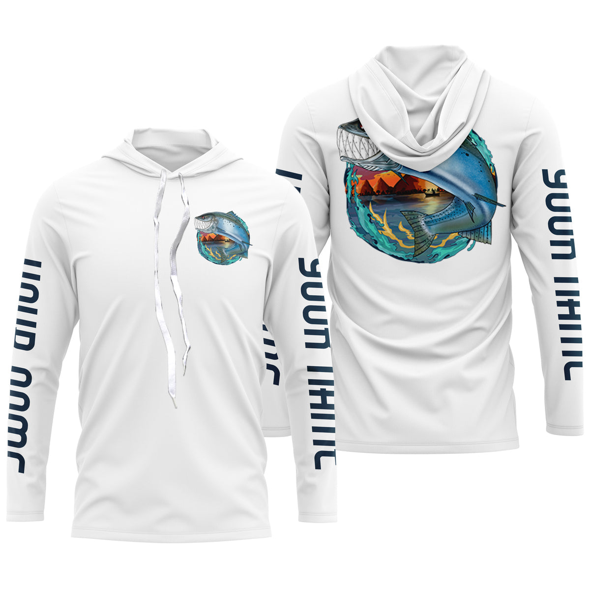 Custom Angry Chinook King Salmon Fishing jerseys, Salmon Long sleeve performance Fishing Shirts IPHW3395