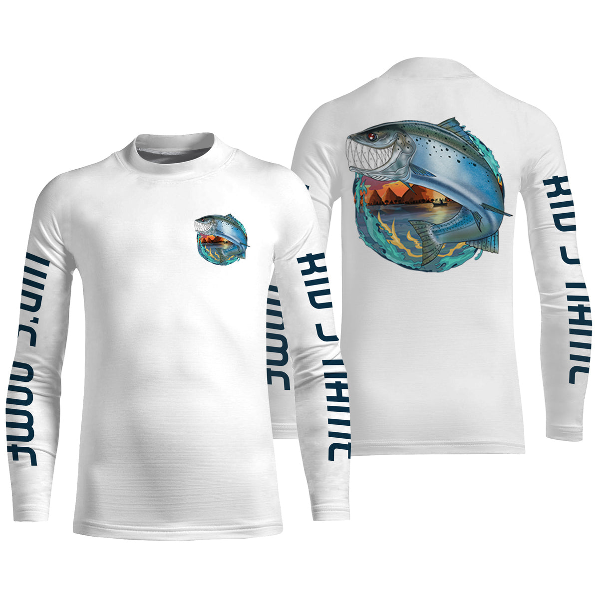 Custom Angry Chinook King Salmon Fishing jerseys, Salmon Long sleeve performance Fishing Shirts IPHW3395