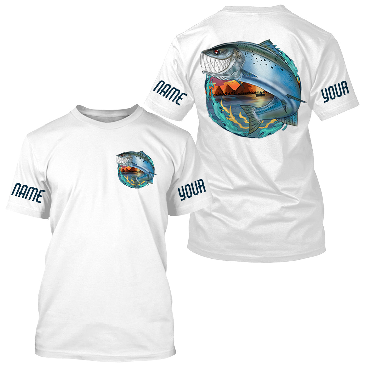 Custom Angry Chinook King Salmon Fishing jerseys, Salmon Long sleeve performance Fishing Shirts IPHW3395