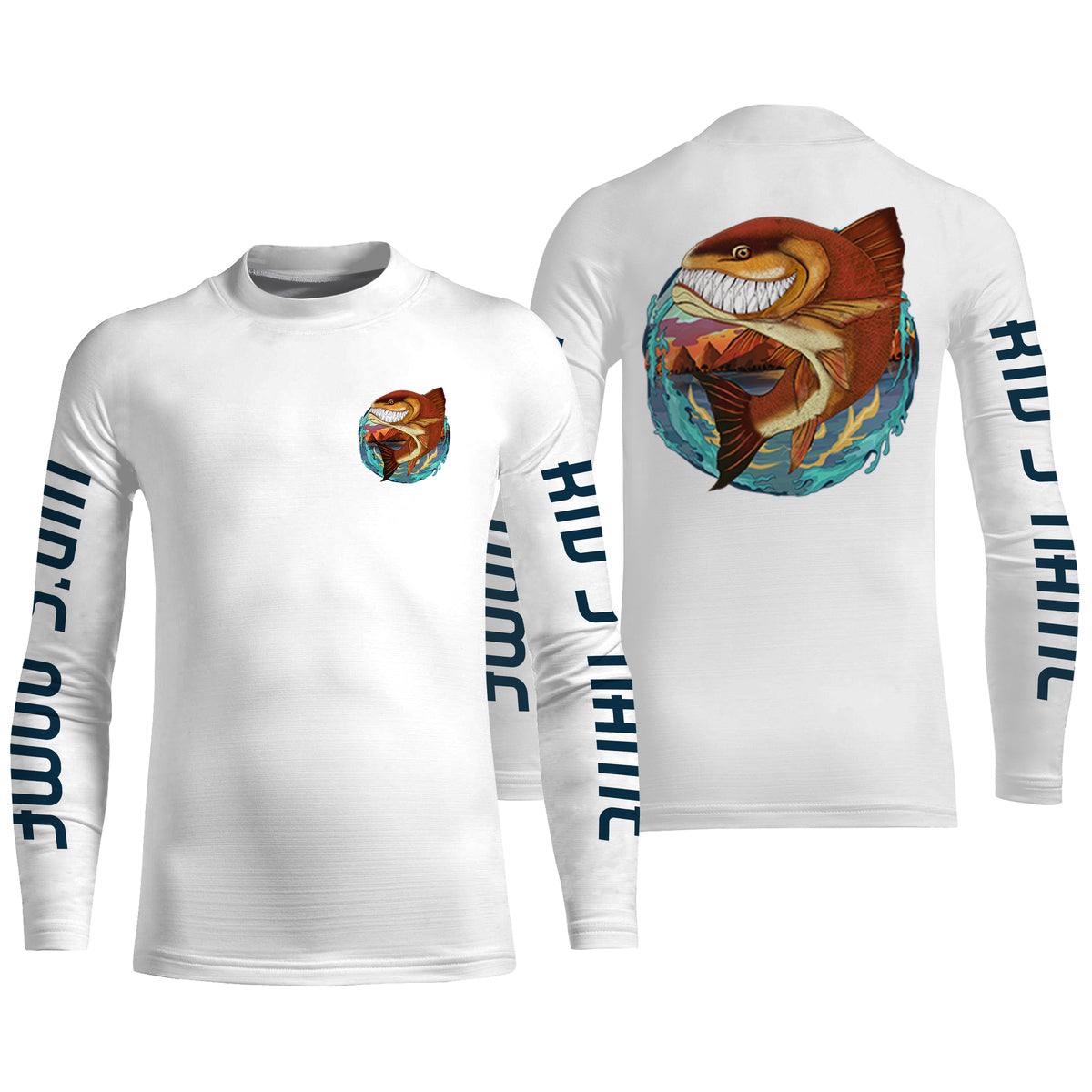 Custom Angry Redfish Fishing jerseys, Redfish Long sleeve performance Fishing Shirts IPHW3396