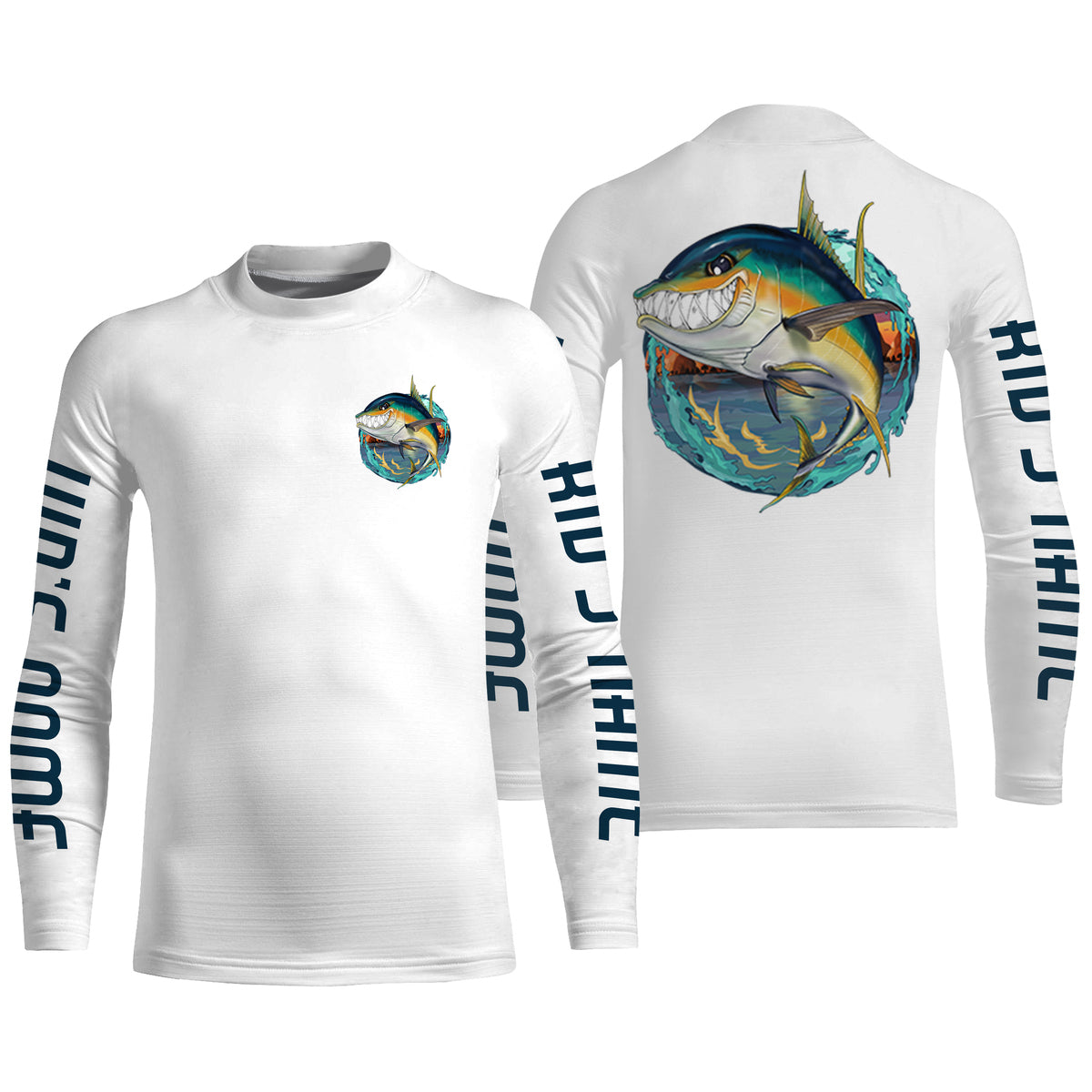 Custom Angry Yellowfin Tuna Fishing jerseys, Tuna Long sleeve performance Fishing Shirts IPHW3397