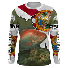Load image into Gallery viewer, Red Snapper Florida Flag Custom Long Sleeve performance Fishing Shirts, Patriotic Fishing gifts IPHW1828
