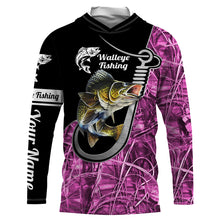 Load image into Gallery viewer, Walleye Fishing Fish hook pink camo Custom Long sleeve performance Fishing Shirts for women IPHW1664
