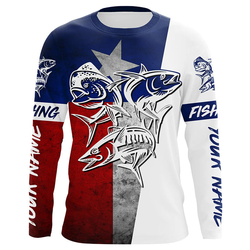 Texas Flag Fishing Shirts Offshore slam Wahoo, Mahi Mahi, Tuna Personalized Fishing gifts IPHW3540