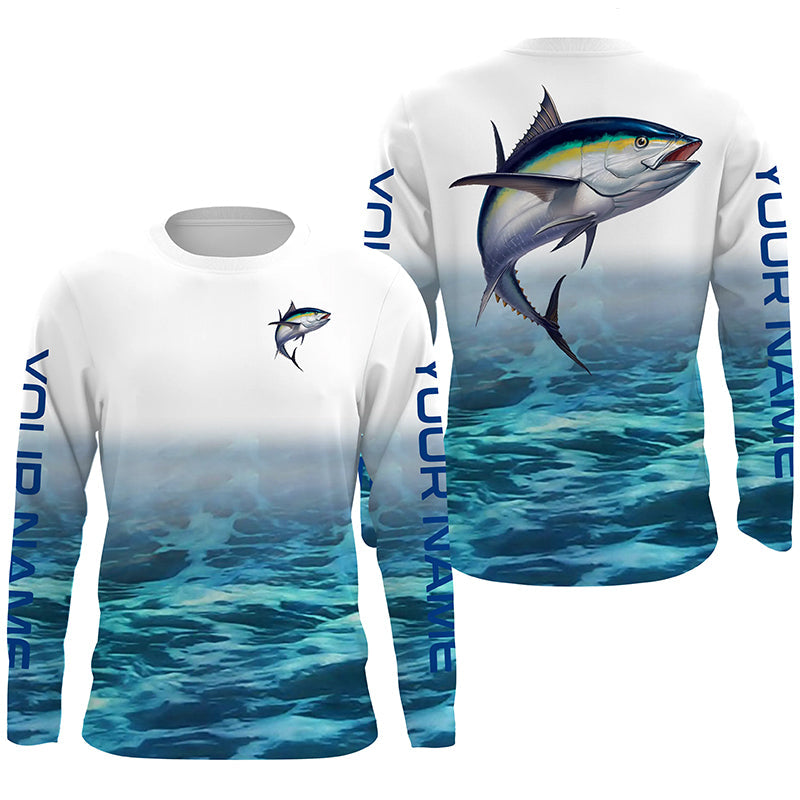 Personalized Blackfin Tuna Uv Protection Fishing Shirts, Tuna Saltwater Fishing Shirt IPHW3770
