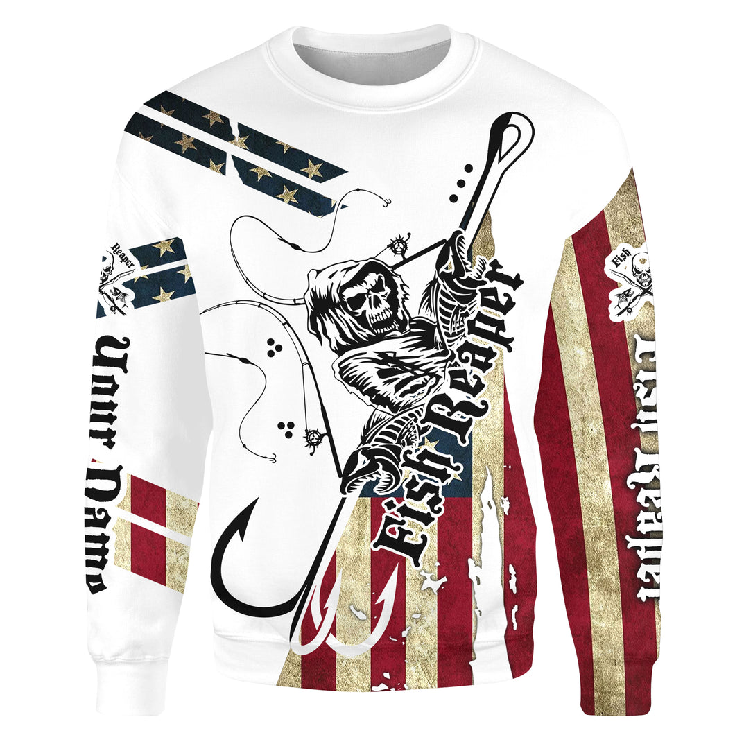 Fish reaper American Flag Custom All over print Sweatshirt, Patriotic Fishing gifts - HPW19