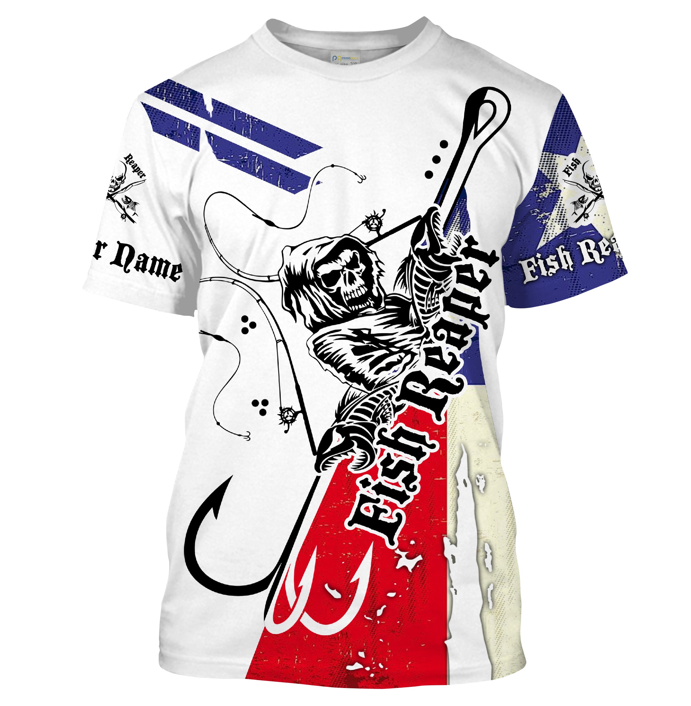 Fish reaper Texas Flag Custom men Fishing T Shirts, personalized Patriotic Fishing gifts - HPW67