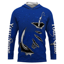 Load image into Gallery viewer, 3D Fish hook Custom Long Sleeve performance Fishing Shirts, personalized Fishing gift ideas | blue IPHW1706
