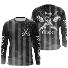 Load image into Gallery viewer, Personalized Fish Reaper American Flag Fishing Shirts, Fish on Patriotic Fishing gifts IPHW1959

