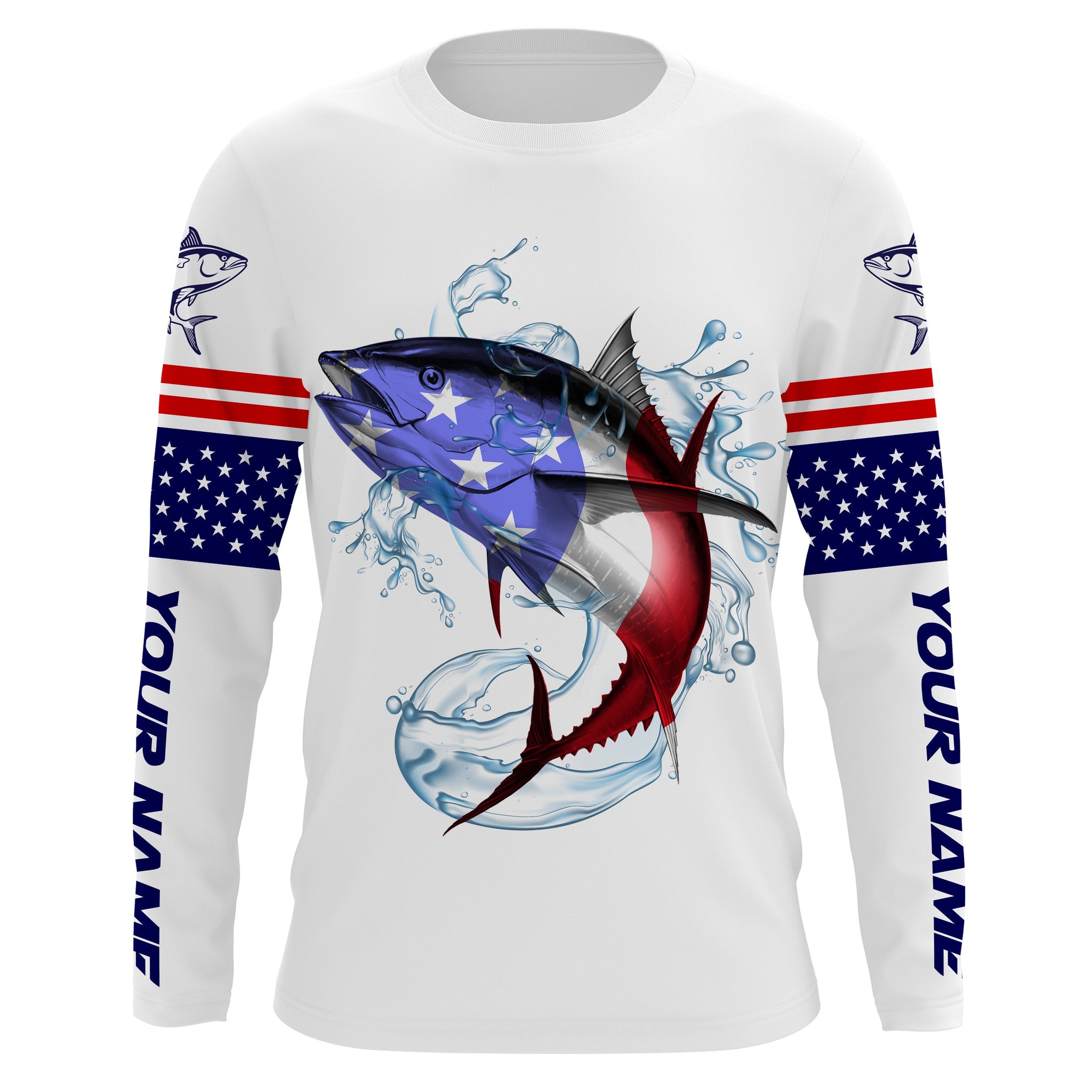 American Flag Tuna Custom Fishing Shirts, Tuna Fishing jerseys