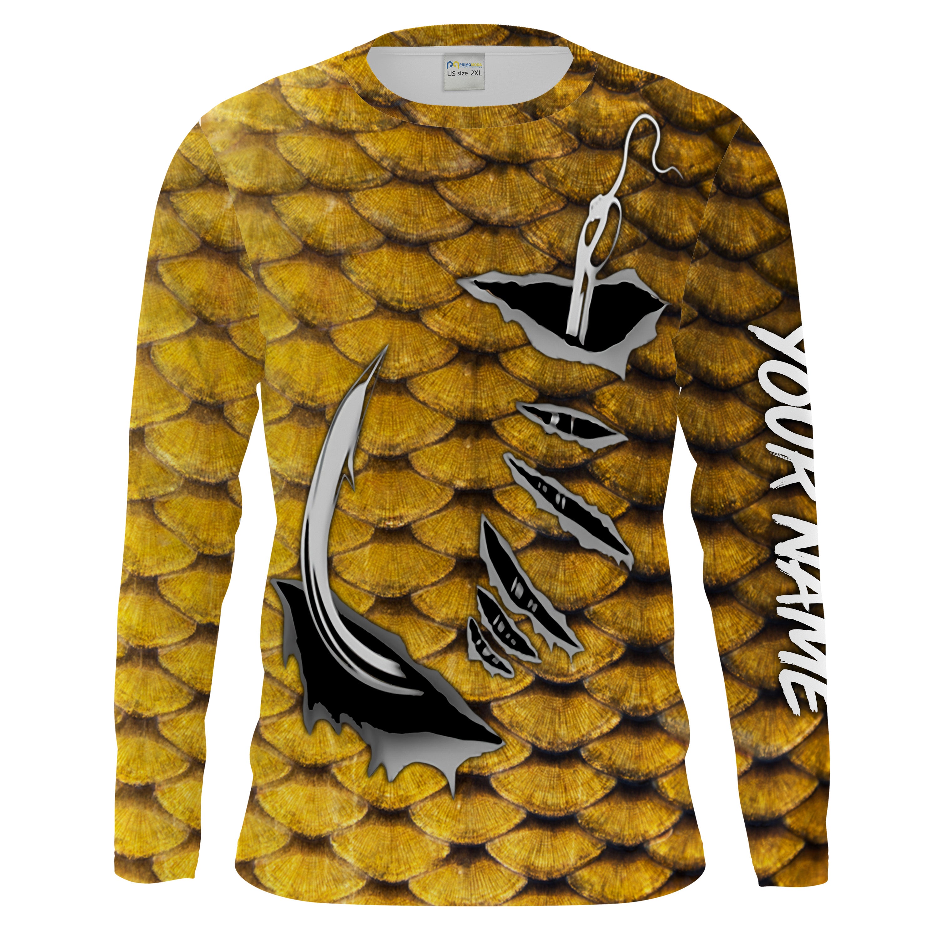 Carp Fish scales Custom men Long sleeve performance Fishing Shirts UV Protection - HPW119