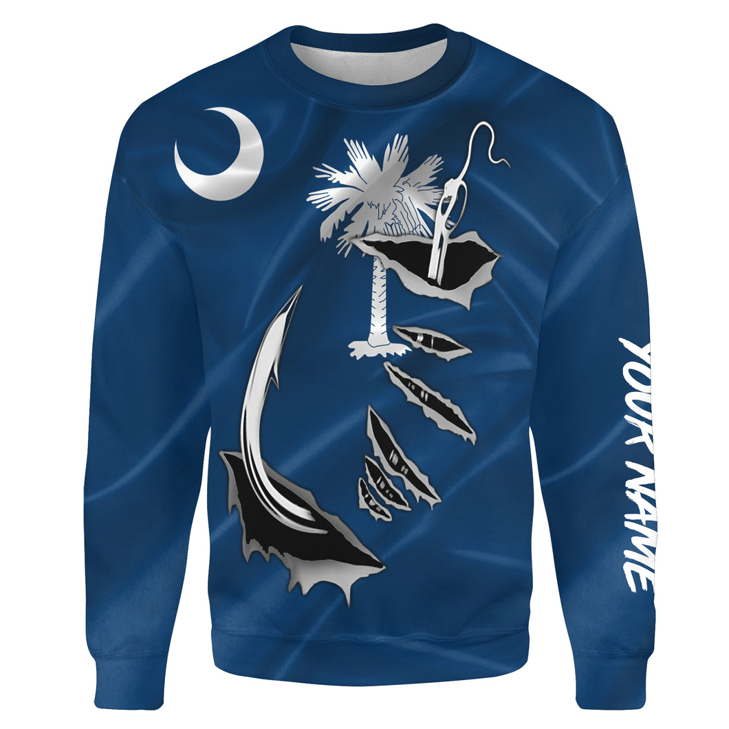 SC Fishing Custom South Carolina Flag Fish Hook All over print Hoodie Shirts personalized fishing gifts - HPW21