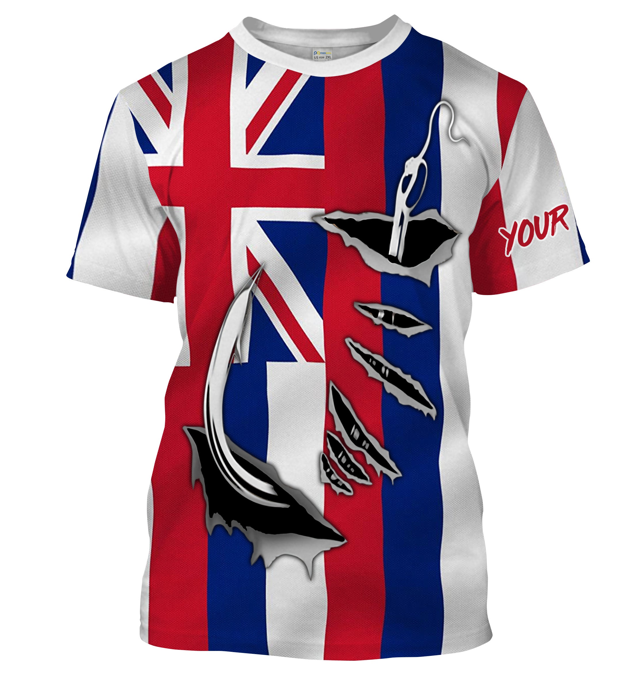 HI Fishing Hawaiian Flag Custom performance Fishing T Shirts, personalized Patriotic men fishing apparel - HPW11