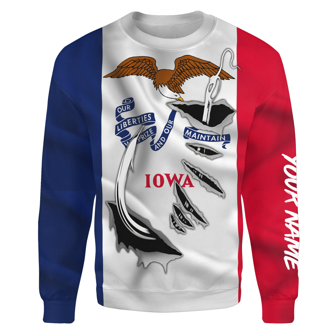 Iowa Flag Fish Hook custom All over print Sweatshirt fishing gifts - HPW44