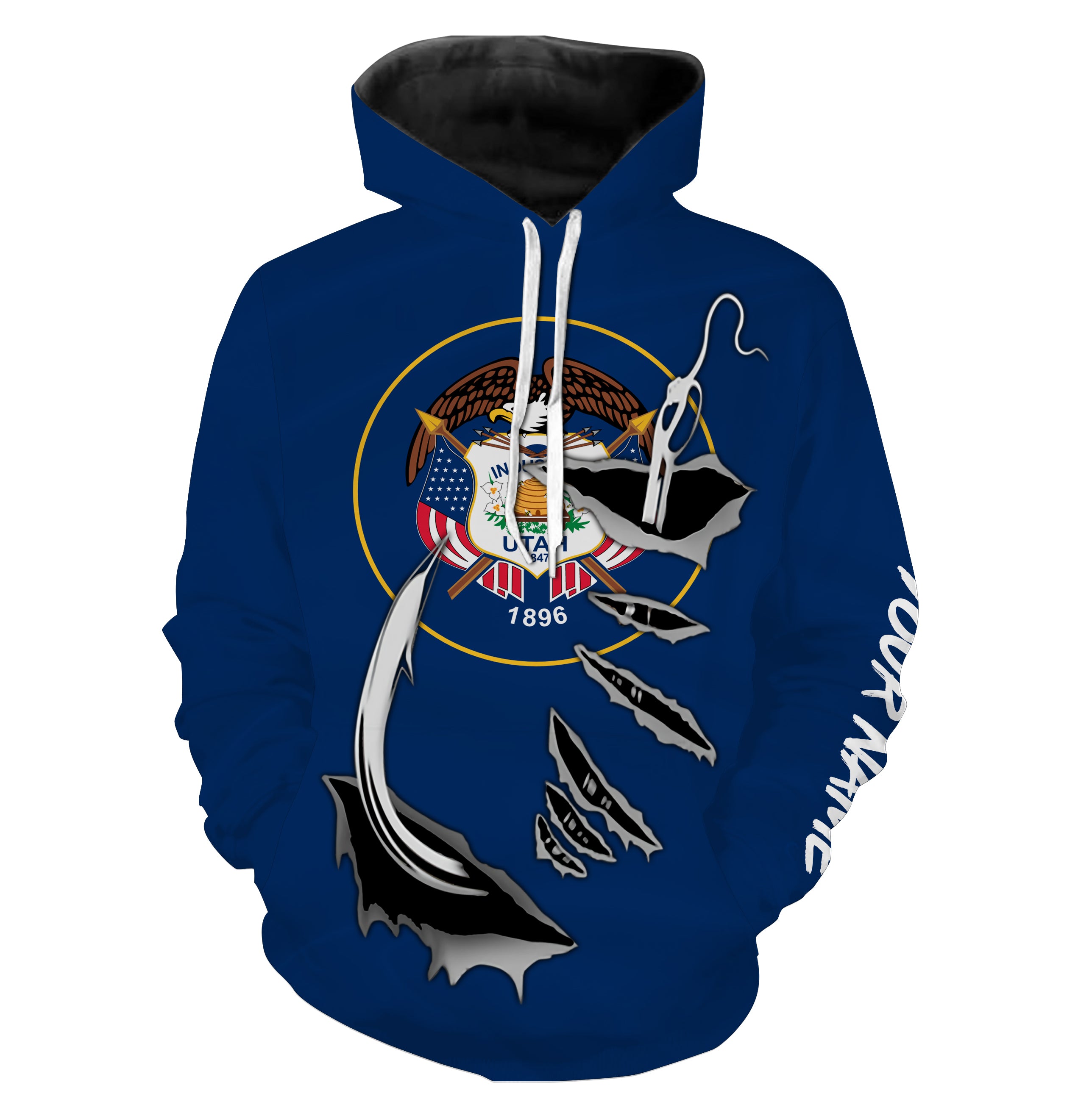 Utah Fishing Flag 3D Fish hook Custom All over print Hoodie Fishing Shirts fishing apparel - HPW363