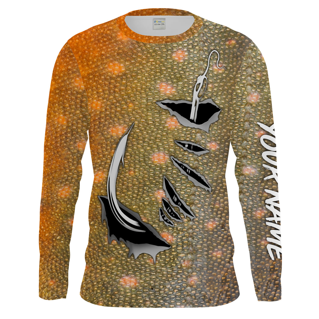 Artic Char Fishing scales 3D Fish hook Custom Long Sleeve Fishing Shirts, men Fishing apparel - HPW235