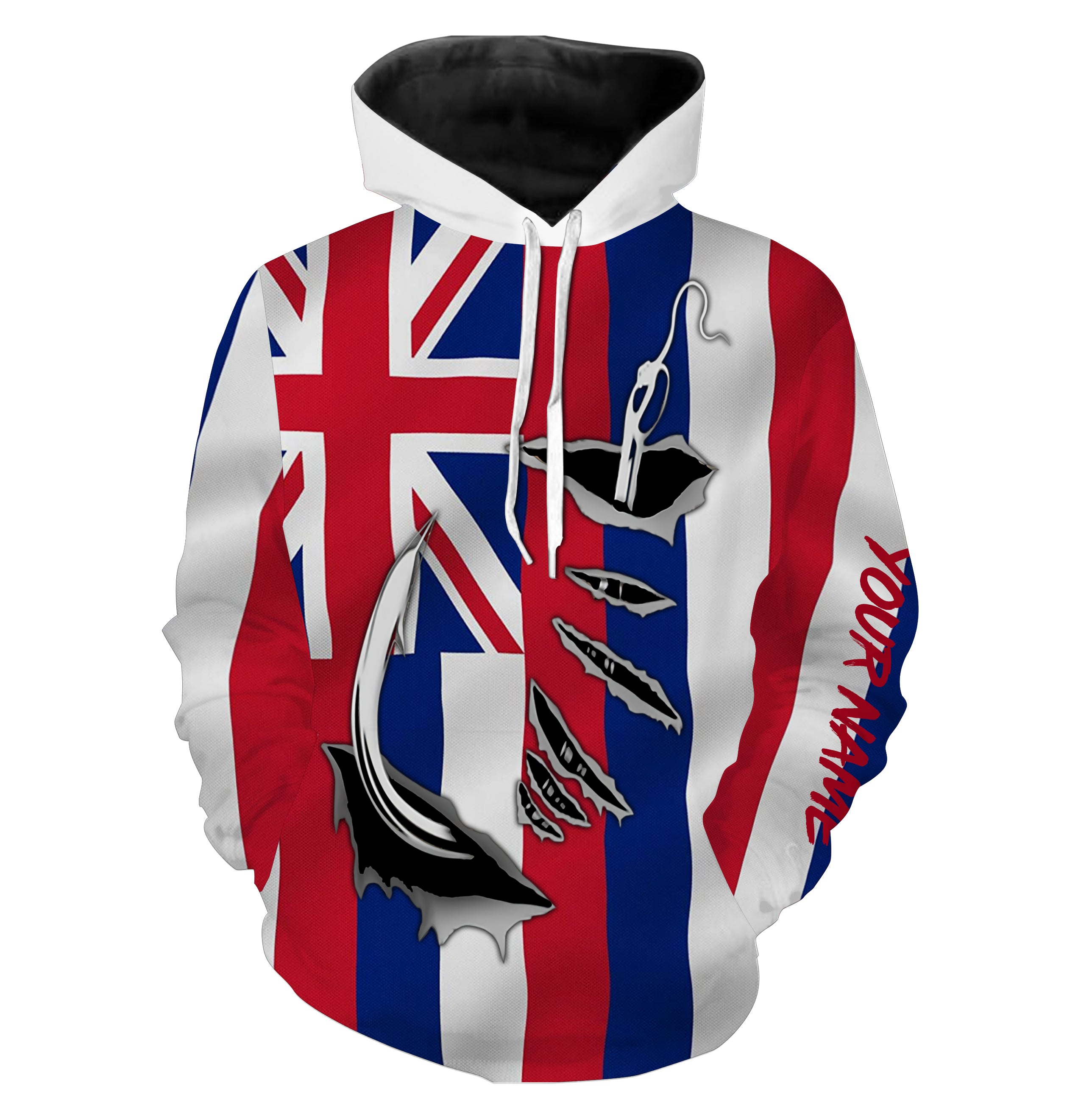 HI Fishing 3D Fish Hook Hawaiian Flag Custom All over print Hoodie Fishing Shirts personalized Fishing gifts - HPW51