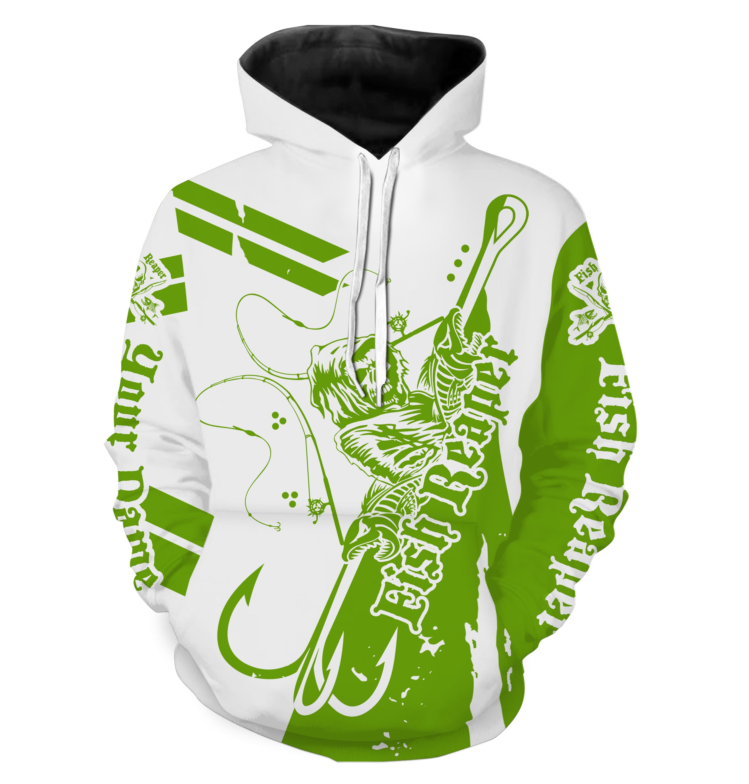 Fishing Fish reaper Fish skull Custom All over print Hoodie Fishing Shirts Fishing apparel | green - HPW251