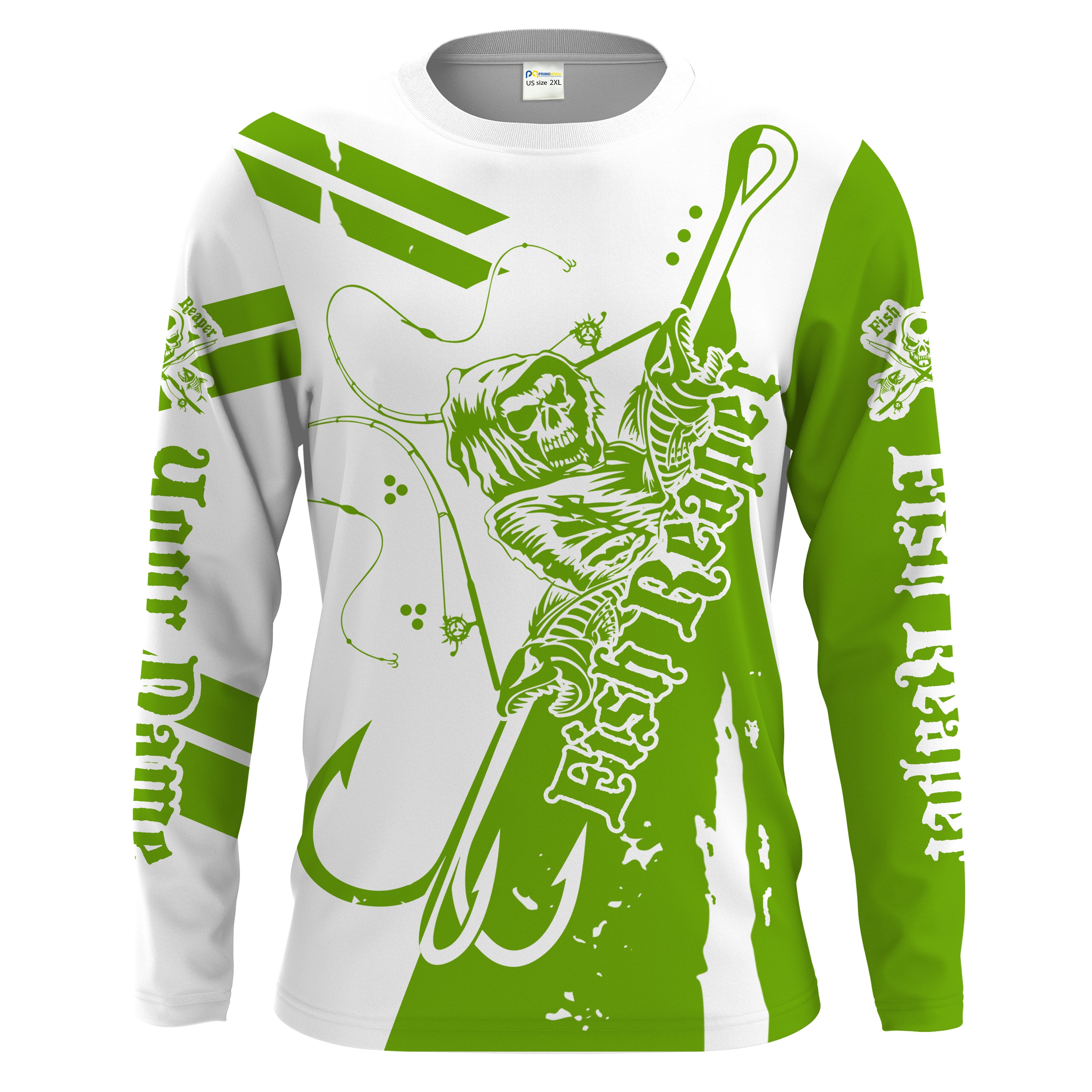 Fish reaper Custom Long Sleeve performance Fishing Shirts Fishing apparel | green - HPW251