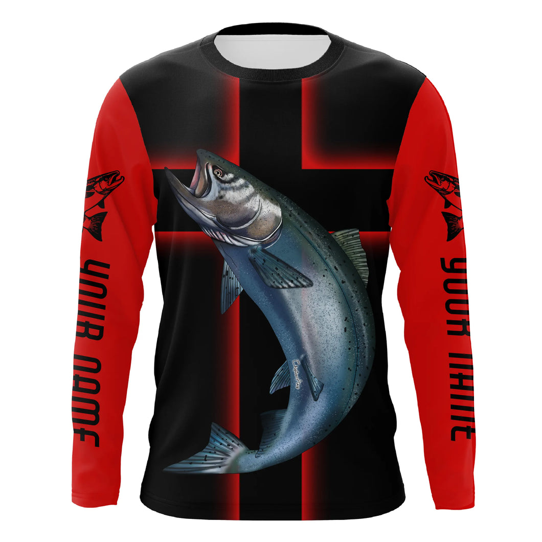 Chinook King Salmon Custom Long Sleeve Christian Fishing Shirts, Salmon Faith Fishing Jerseys IPHW4044