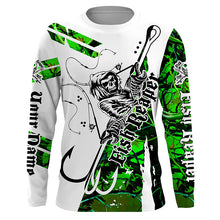 Load image into Gallery viewer, Fish Hook Fish Reaper Custom Long Sleeve Fishing Shirts, Fishing Skull Fishing Jerseys | Green Camo IPHW3757
