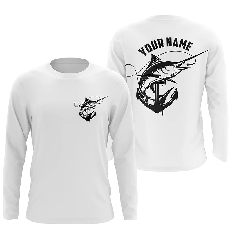 Marlin Saltwater Fishing Shirts, Personalized Marlin Long Sleeve Anchor Fishing Shirts IPHW3761