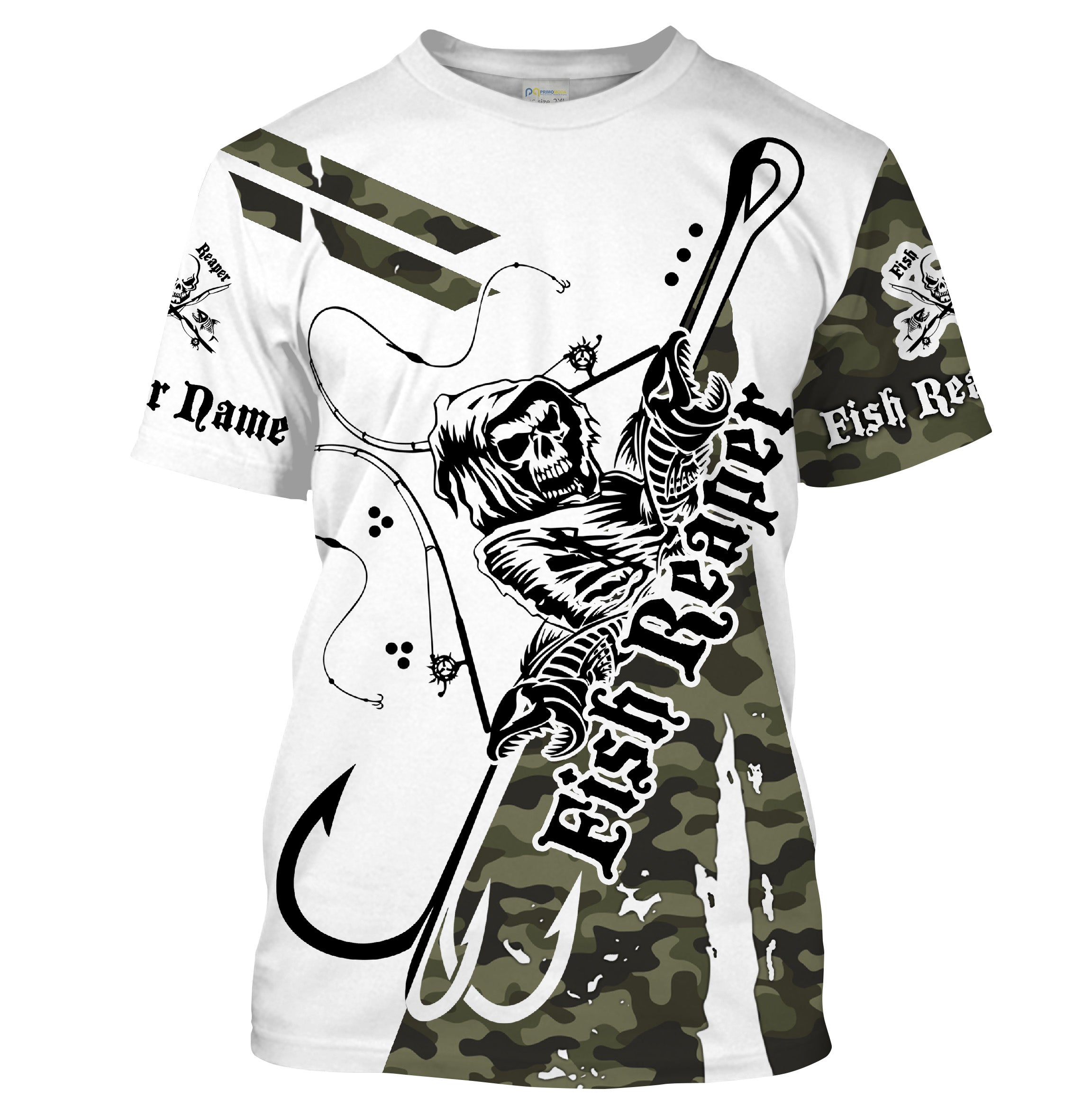 Fish reaper military camo Custom Men Fishing T Shirts, Fish skull personalized Fishing gifts - HPW63