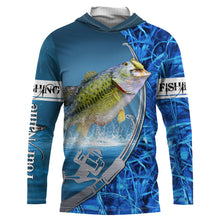 Load image into Gallery viewer, Largemouth Bass Custom Long sleeve performance Fishing Shirts, Bass Fishing jerseys | blue camo IPHW1898
