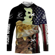 Load image into Gallery viewer, Walleye Fishing American Custom Long Sleeve Fishing Shirts, Personalized Patriotic Fishing gifts IPHW2043
