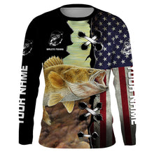 Load image into Gallery viewer, Walleye Fishing American Custom Long Sleeve Fishing Shirts, Personalized Patriotic Fishing gifts IPHW2043
