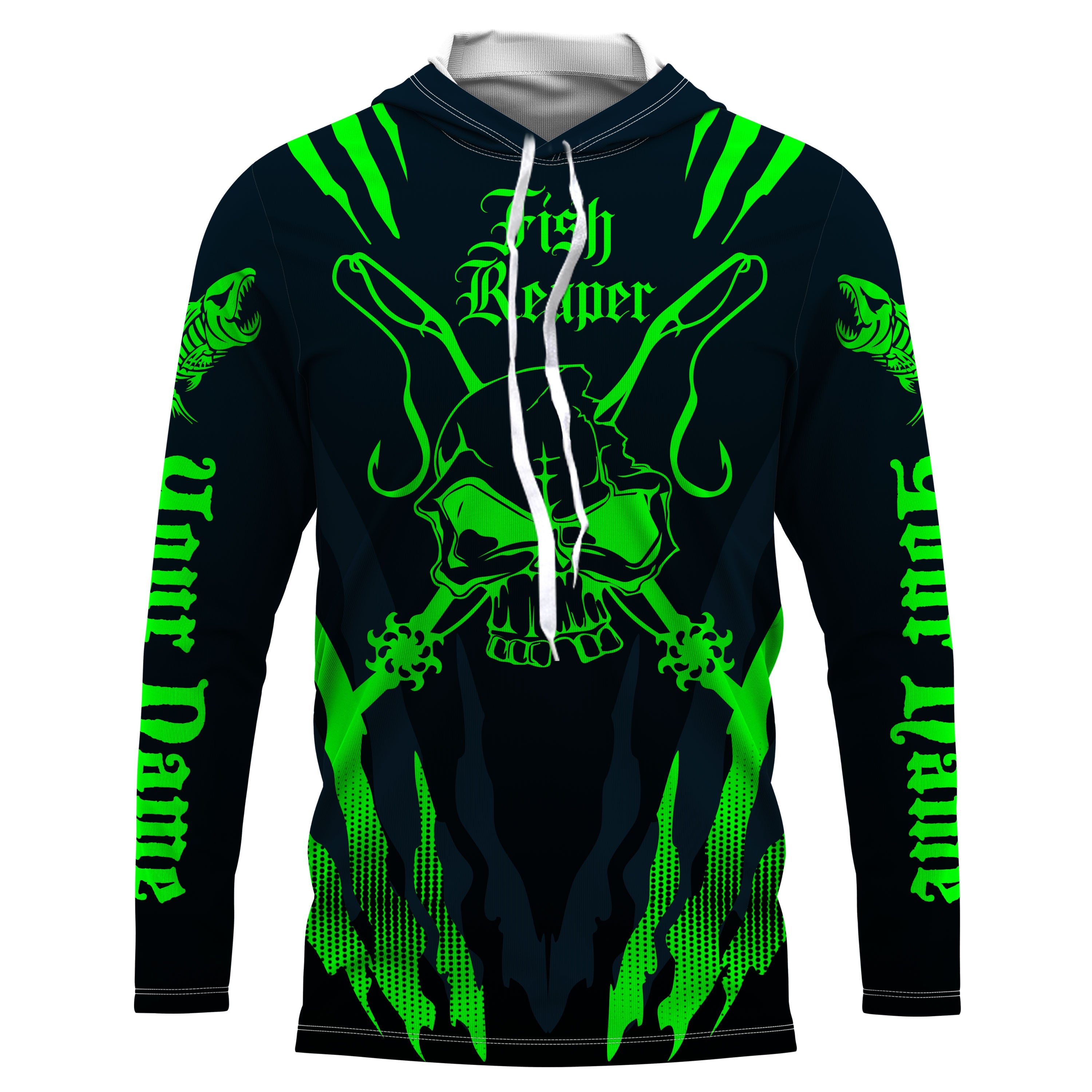 Fish reaper Fishing skull Custom Long Sleeve performance Fishing Shirts, Skull Fishing jerseys IPHW2986