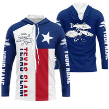 Load image into Gallery viewer, Personalized Texas Flag Fishing Shirts, Redfish Trout Flounder Texas Slam Fishing apparel IPHW2007
