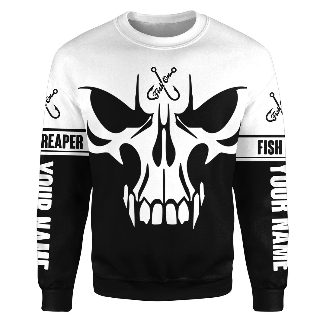 White and Black Fish on Fish reaper skull custom All over print Sweatshirt - HPW356