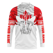 Load image into Gallery viewer, Fish Reaper Fishing Skull Canada Flag Custom Long Sleeve Fishing Shirts, Personalized Fishing Gifts IPHW4058
