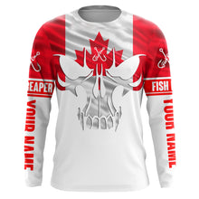 Load image into Gallery viewer, Fish Reaper Fishing Skull Canada Flag Custom Long Sleeve Fishing Shirts, Personalized Fishing Gifts IPHW4058
