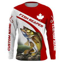 Load image into Gallery viewer, Canada Flag Walleye Fishing Custom long sleeve performance Fishing Shirts, Walleye Fishing jerseys IPHW3691
