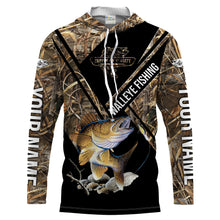 Load image into Gallery viewer, Walleye Fishing Camo Custom UV Long Sleeve Fishing Shirts, Personalized Walleye Shirts - HPW230
