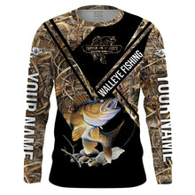 Load image into Gallery viewer, Walleye Fishing Camo Custom UV Long Sleeve Fishing Shirts, Personalized Walleye Shirts - HPW230
