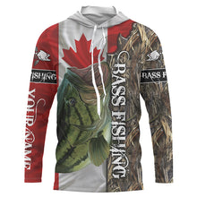 Load image into Gallery viewer, Bass Fishing Canada Flag Customize Name UV protection quick dry UPF 30+ long sleeves fishing shirt for men NPQ93
