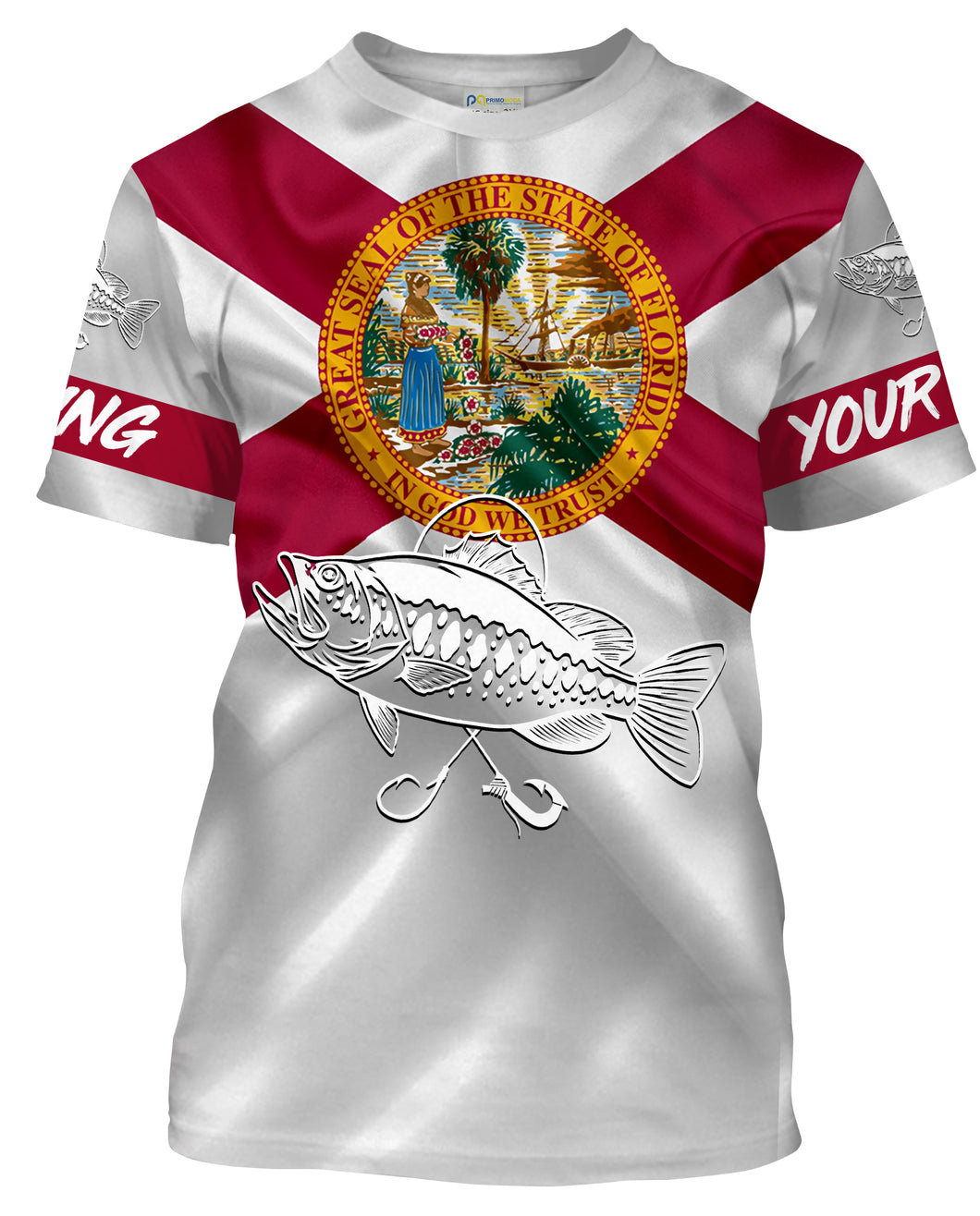 Bass fishing Florida State Flag 3D Customize Name All-over Print Unisex fishing T-shirt NPQ113