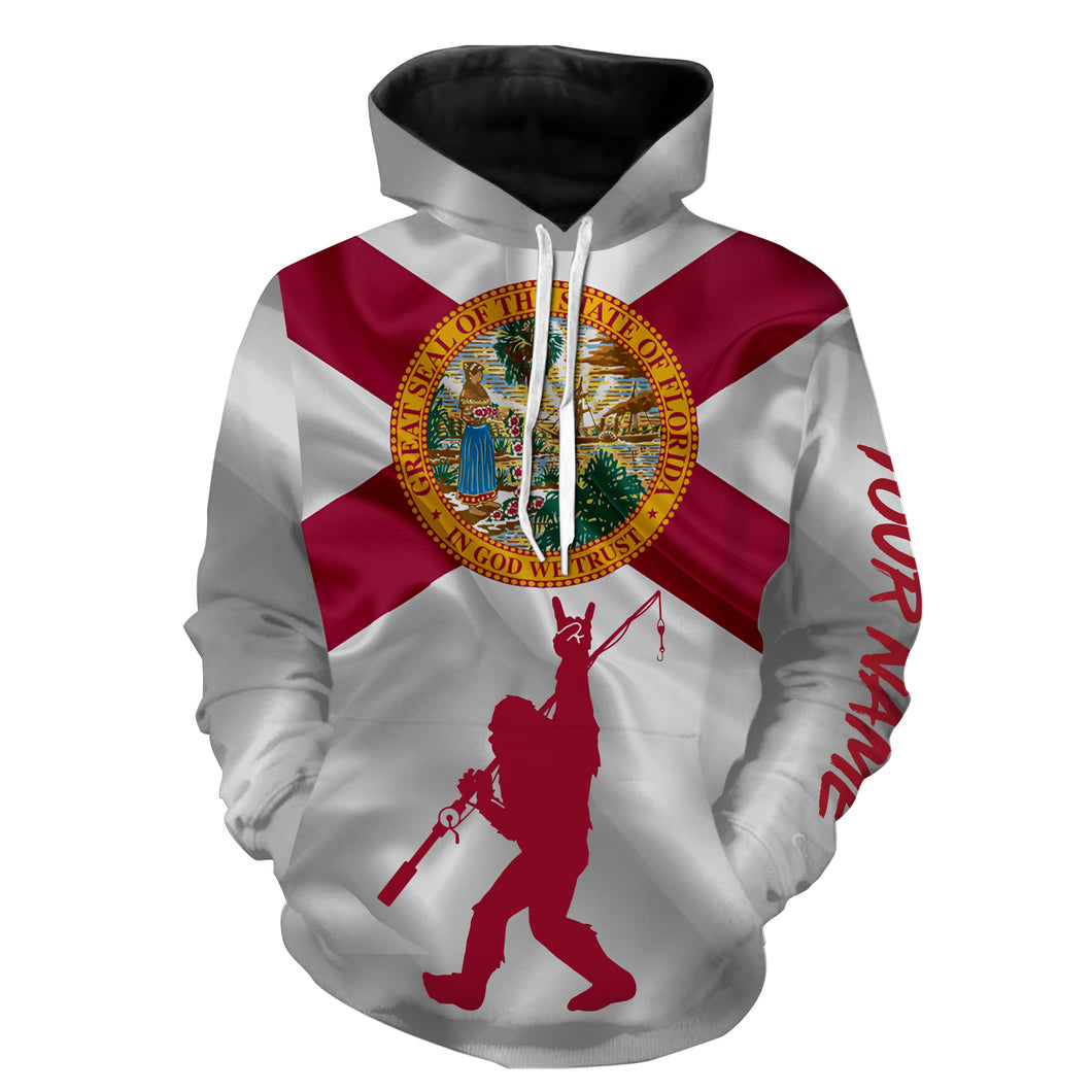 Florida fishing FL flag patriotic bigfoot sassquatch custom Name 3D full printing Shirts, fishing shirts for men, women | Hoodie - NPQ500