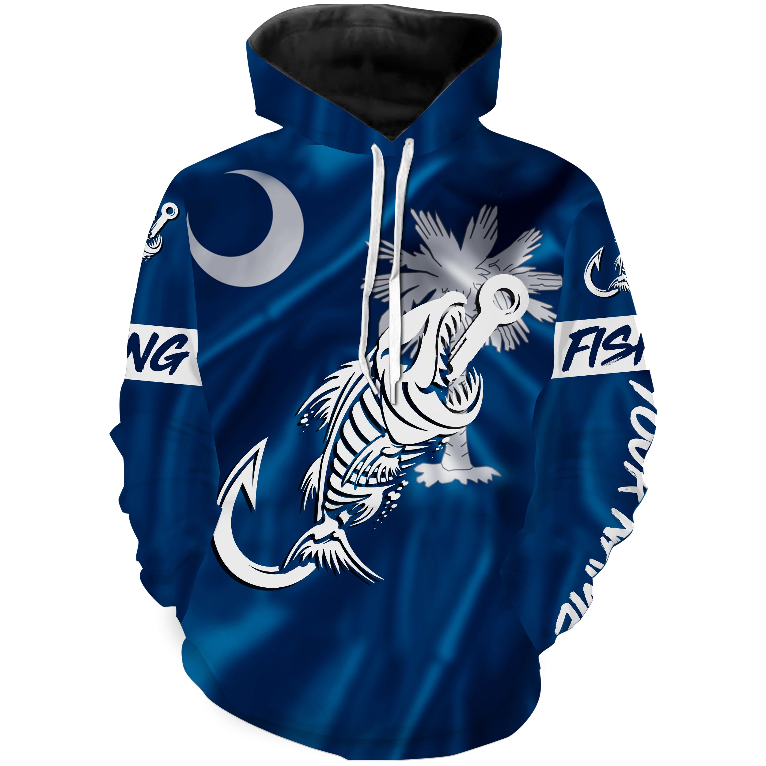 SC Fishing Custom South Carolina Flag Fish hook skull fishing shirts | Hoodie - NPQ692