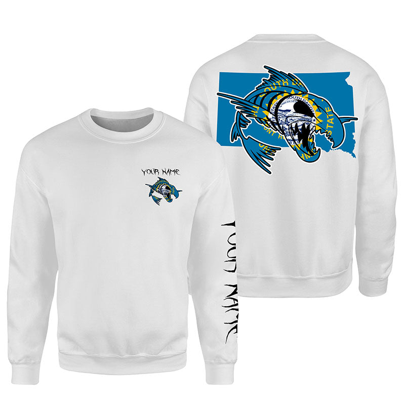 South Dakota fishing fish reaper skull Custom name fishing shirts jerseys | Sweatshirt - NPQ965