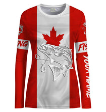 Load image into Gallery viewer, Chinook Salmon Fishing Canadian Flag Customize Name UV protection UPF 30+ quick dry long sleeves fishing shirt for women NPQ123
