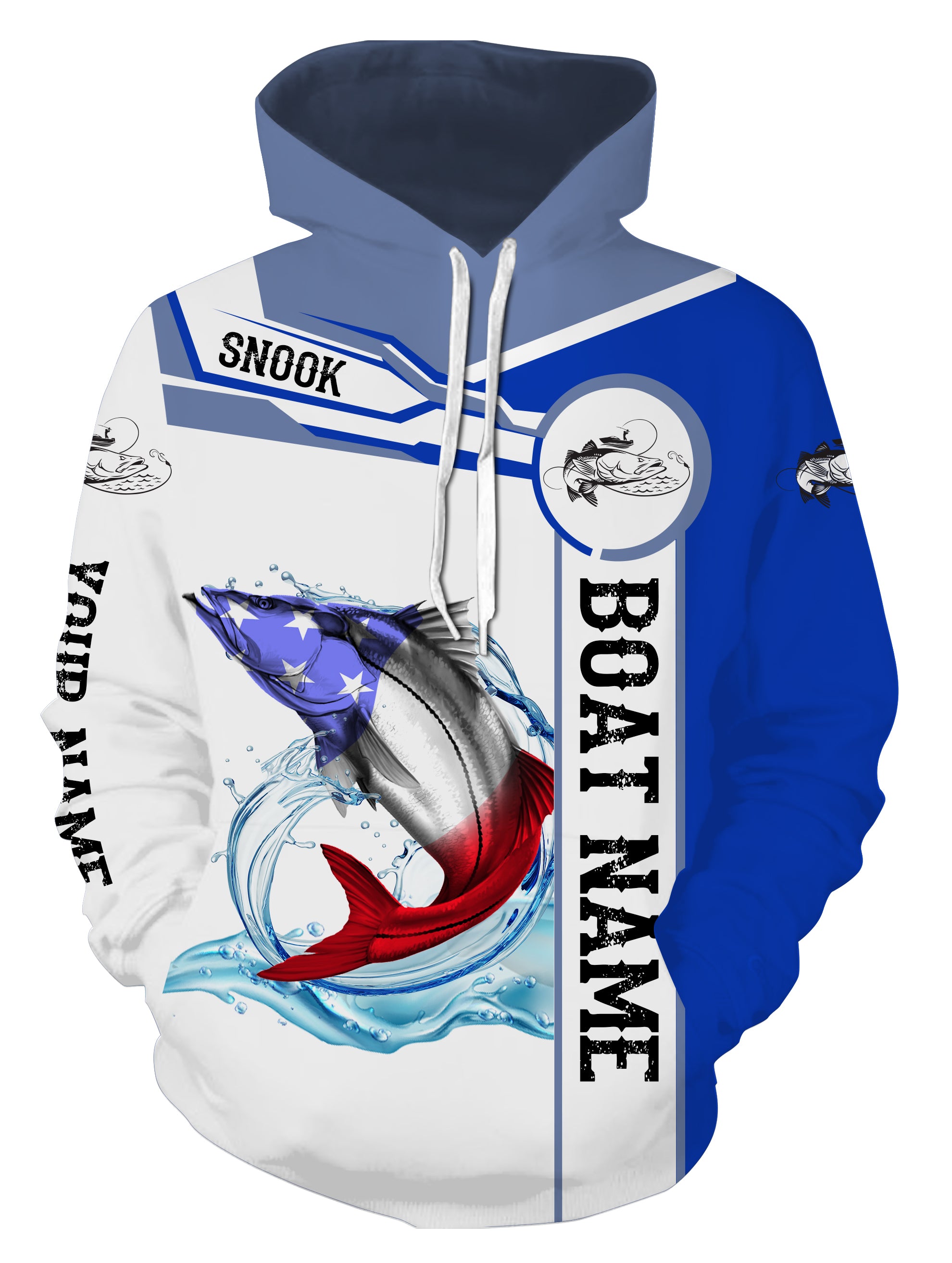 Snook  Fishing American Flag Custom name and boat name fishing hoodie, personalized fishing gift NPQ352