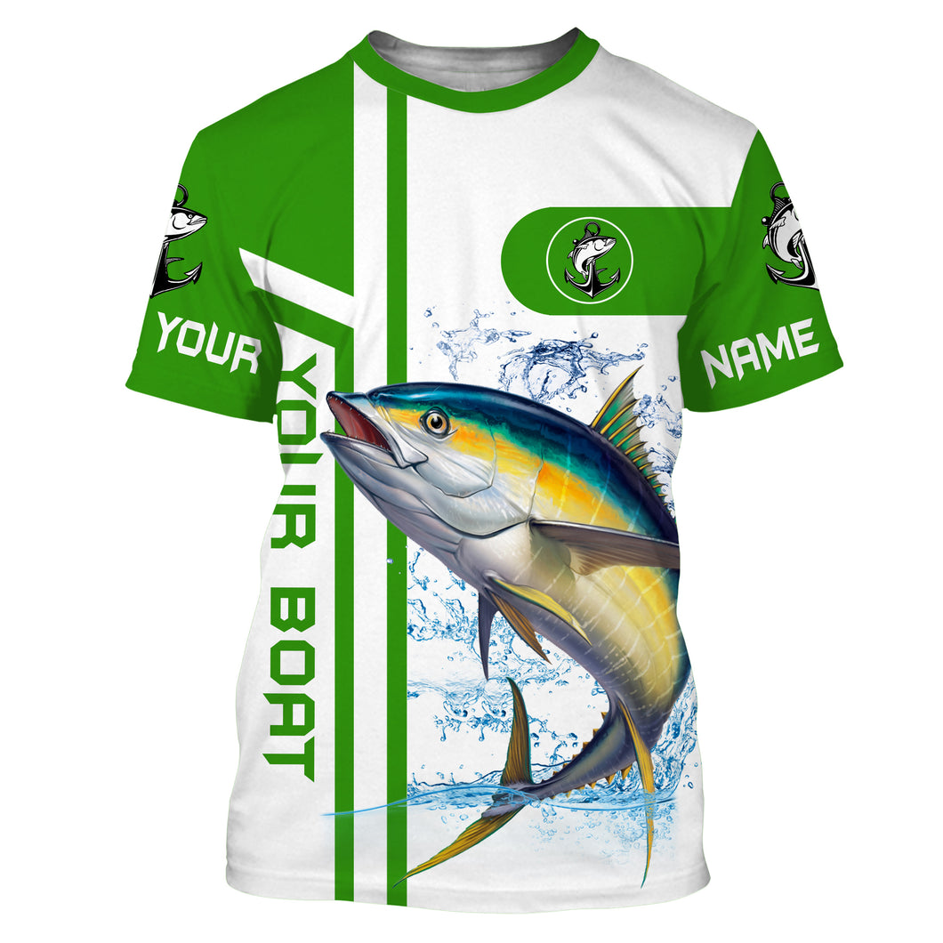 Tuna fishing Custom name & boat name Fishing apparel - Green | Tshirt - NPQ652