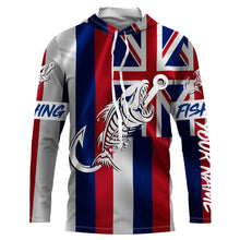 Load image into Gallery viewer, HI Fishing Custom Hawaiian Flag Fish hook skull custom fishing Long sleeve, Long Sleeve Hooded NPQ702
