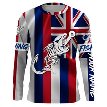 Load image into Gallery viewer, HI Fishing Custom Hawaiian Flag Fish hook skull custom fishing Long sleeve, Long Sleeve Hooded NPQ702
