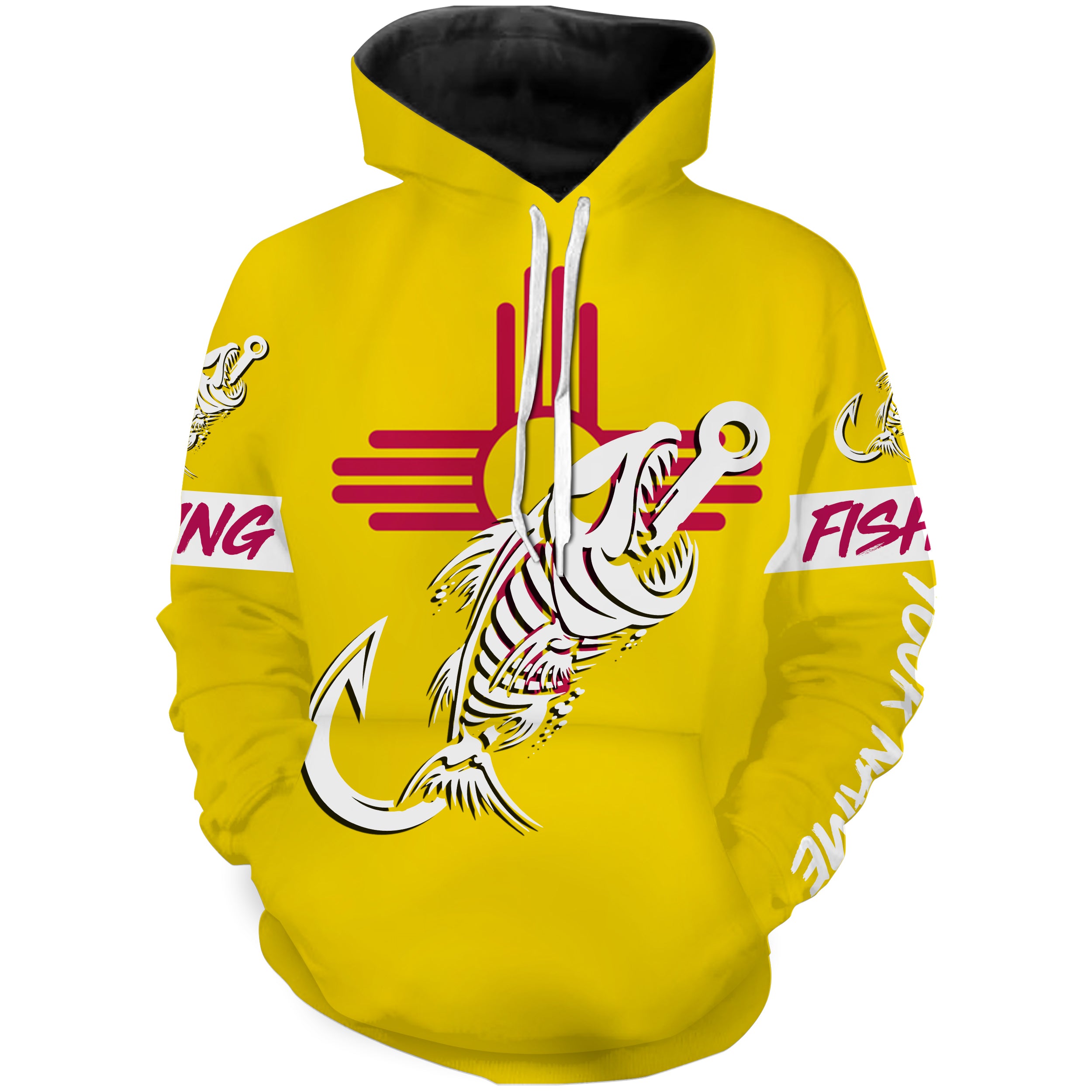 NM Fishing Custom New Mexico Flag Fish hook skull custom fishing tournament shirts | Hoodie - NPQ703