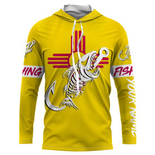 Load image into Gallery viewer, NM Fishing Custom New Mexico Flag Fish hook skull custom fishing Long sleeve, Long Sleeve Hooded NPQ703
